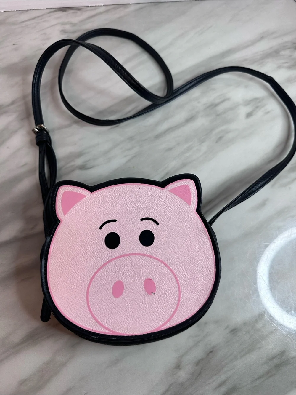 Disney Pink Pig Kids Crossbody Bag with Black Strap